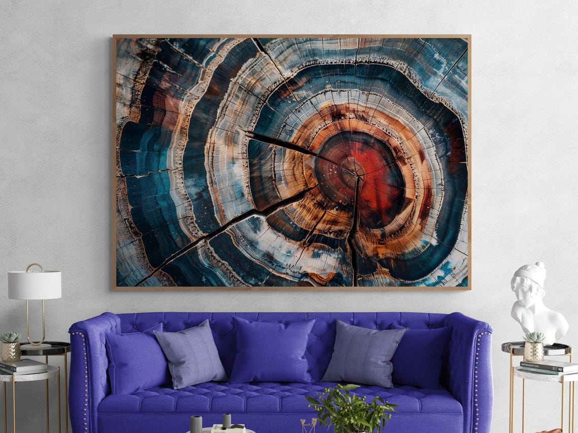 Abstract Tree Ring Art Colorful Tree Rings Poster With Intense Colors Unique Wall Art For Modern Design