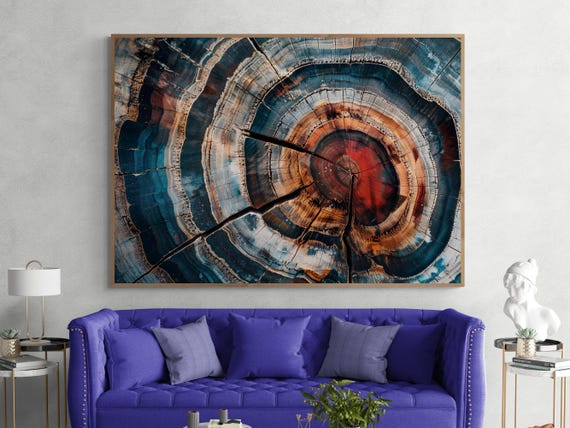 Abstract Tree Ring Art Colorful Tree Rings Poster With Intense Colors Unique Wall Art For Modern Design
