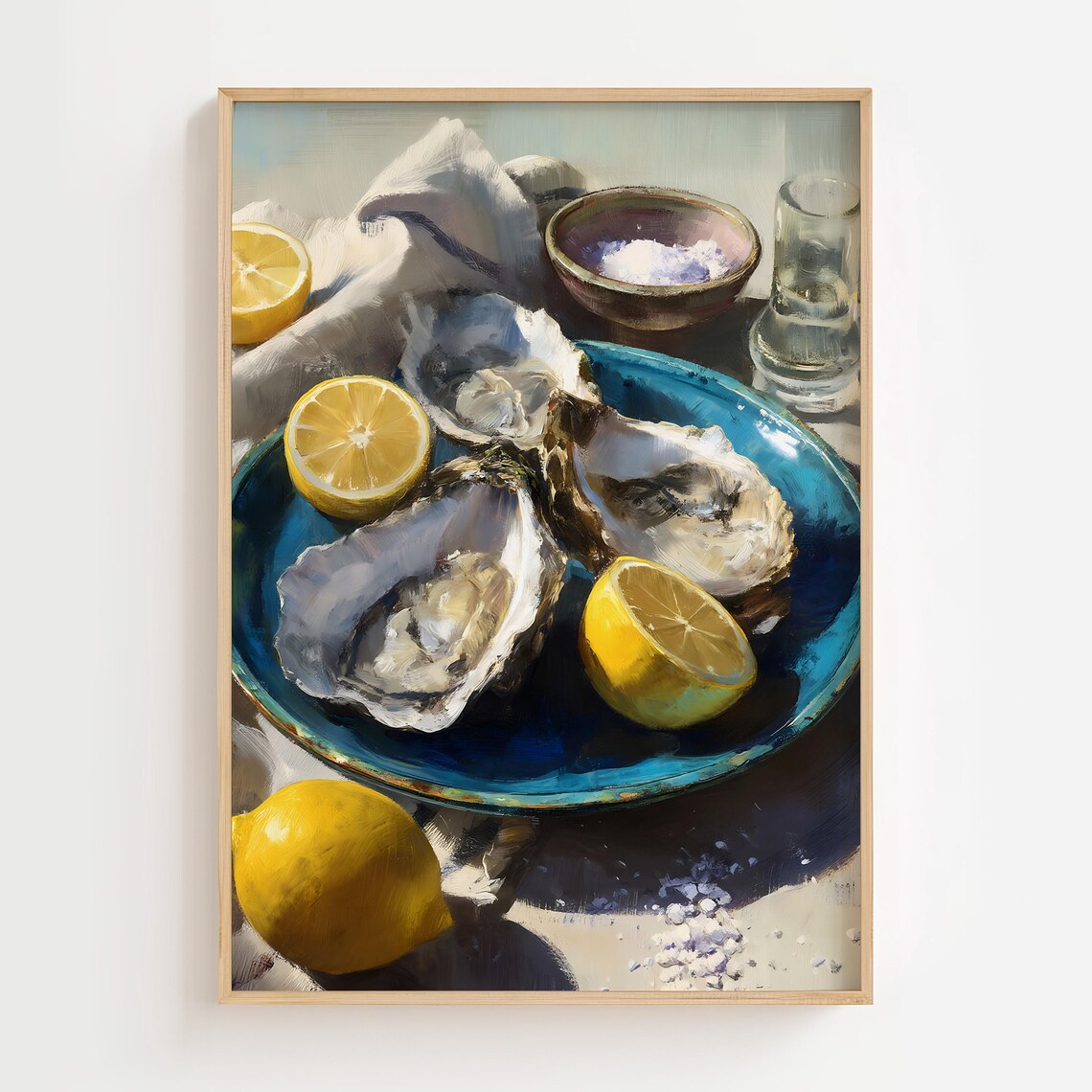 Oyster And Lemon Poster Print, Mediterranean Still Life