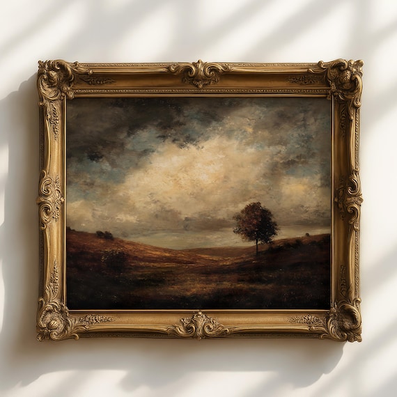Moody Landscape Art Print, Dark Forest Rustic Decor