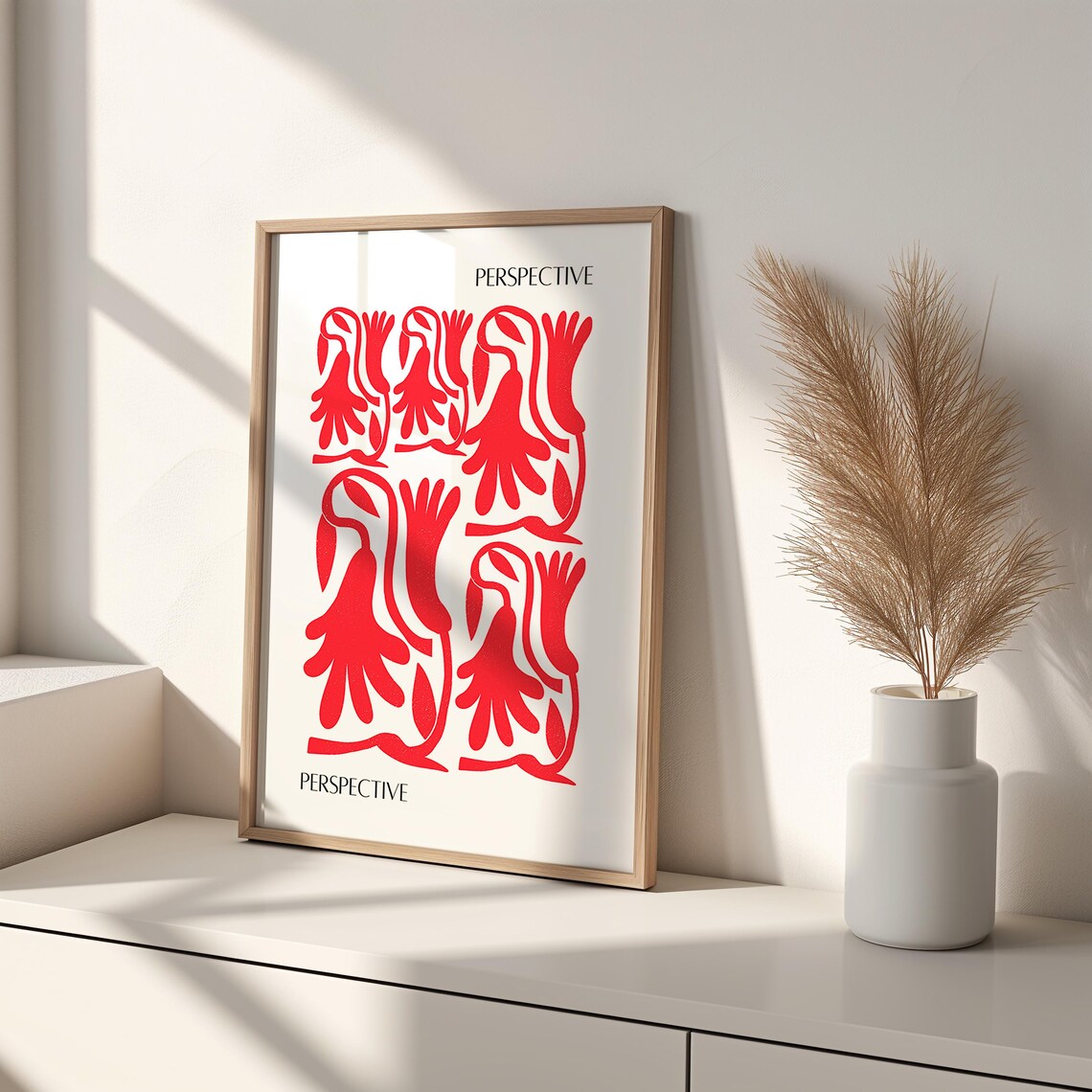 Perspective Red Matisse Style Botanical Cut Out Art Gallery Poster - Image 6