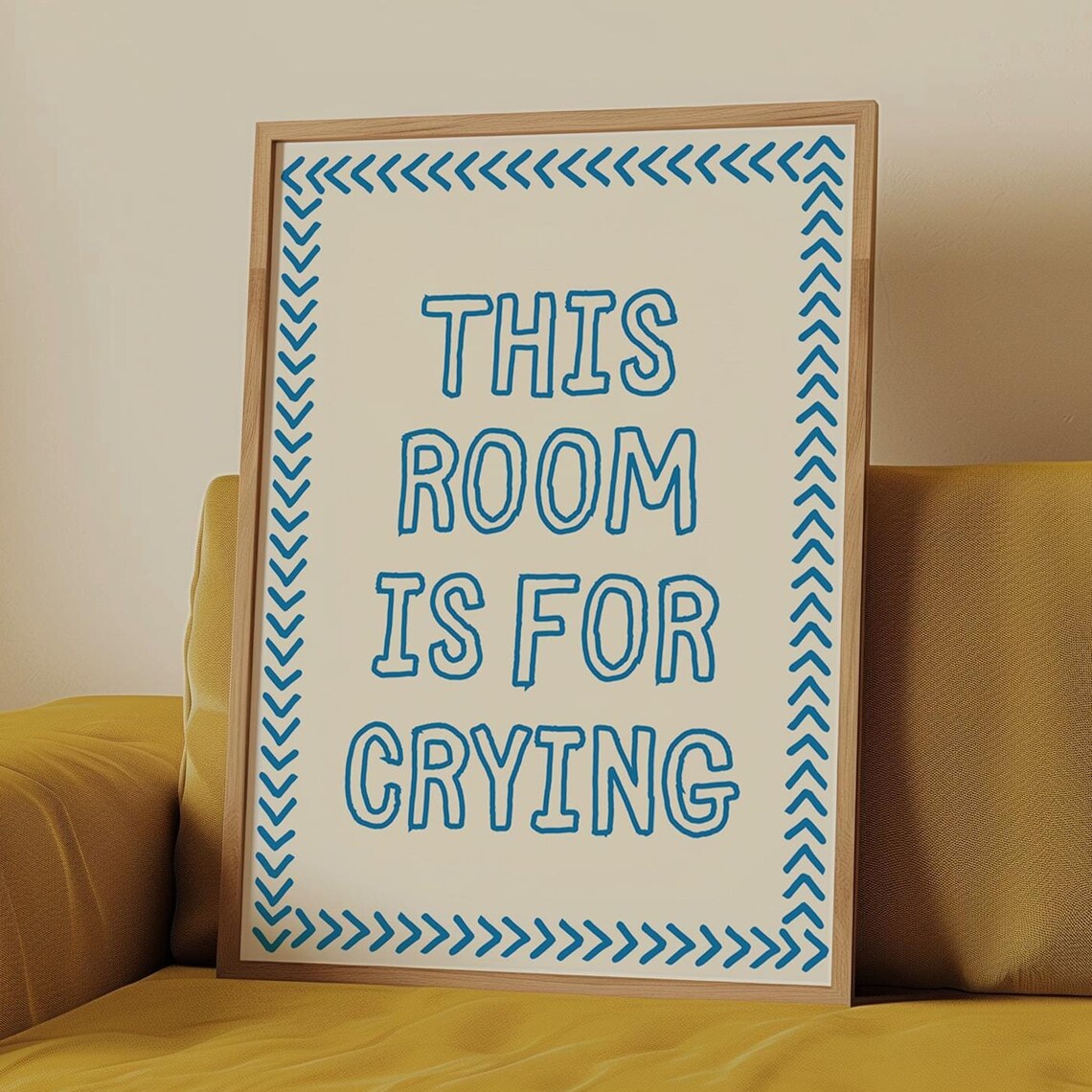 This Room Is For Crying Blue Chevron Mental Health Quote Poster