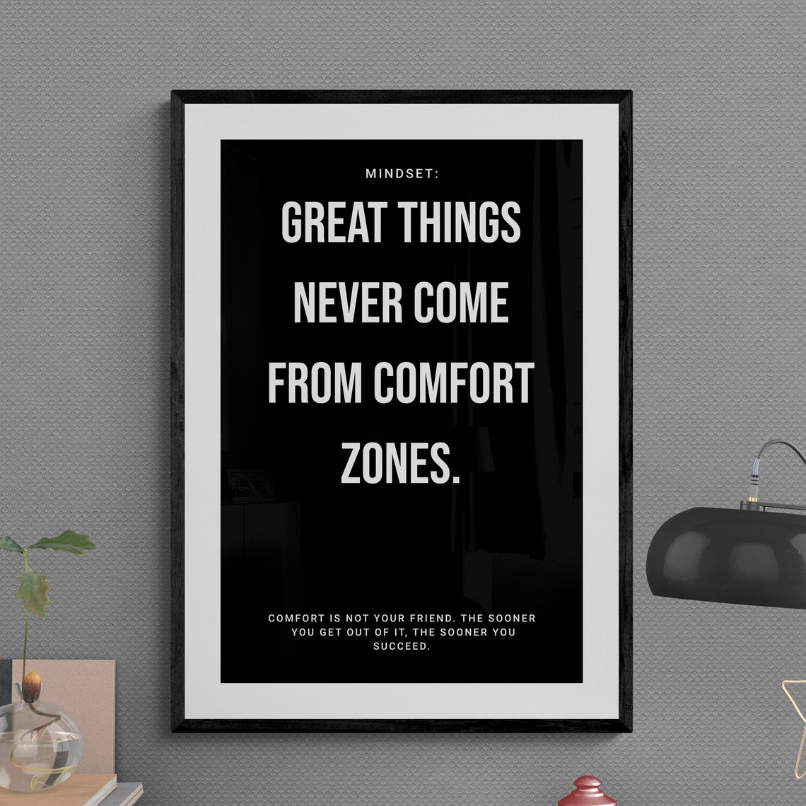 Great Things Never Come From Comfort Zones Black Mindset Poster - Image 2