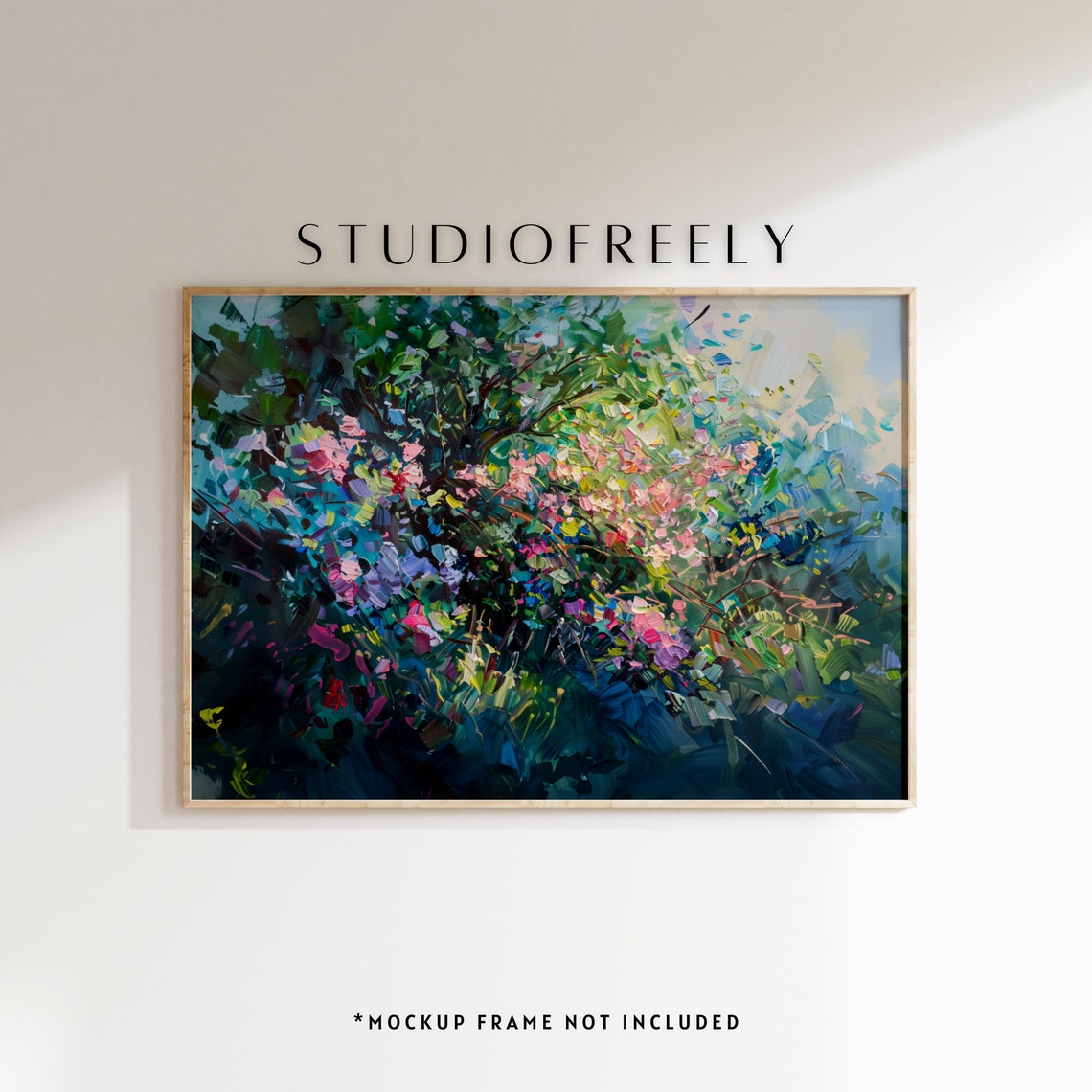 Pink Blossoming Garden Impressionist Floral Abstract Art Print