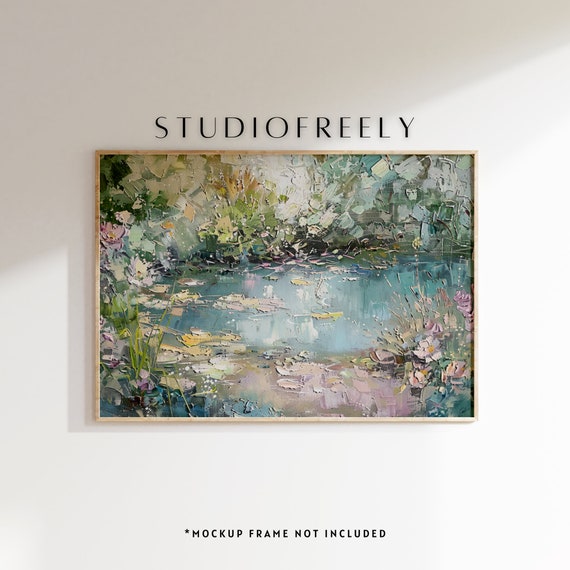 Impressionist Lily Pond Art Print Serene Water Garden Wall Decor Monetinspired Landscape Painting