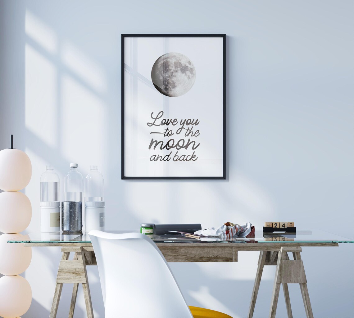 Love You To The Moon And Back, Minimalist Quote - Image 3
