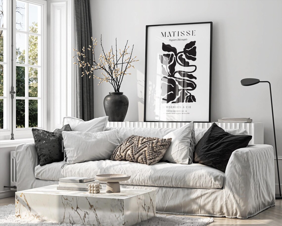 Matisse Inspired Black White Modern Abstract Botanical - Image 6
