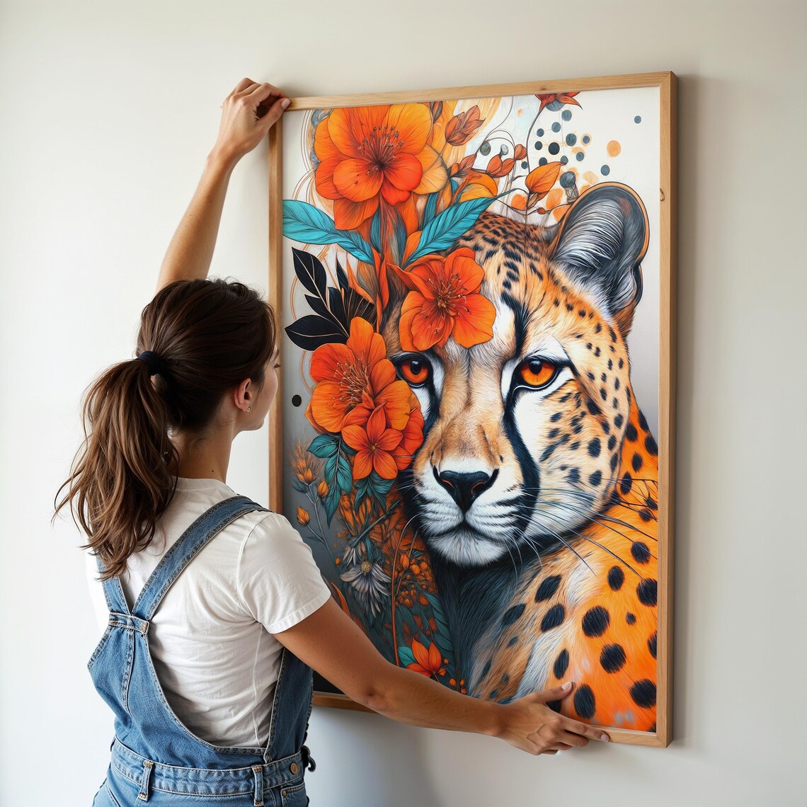 Cheetah With Flowers, Boho Floral Animal Print - Image 5