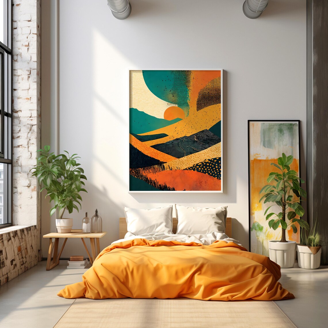 Abstract Landscape Modern Sunset, Minimalist Geometric Art - Image 3