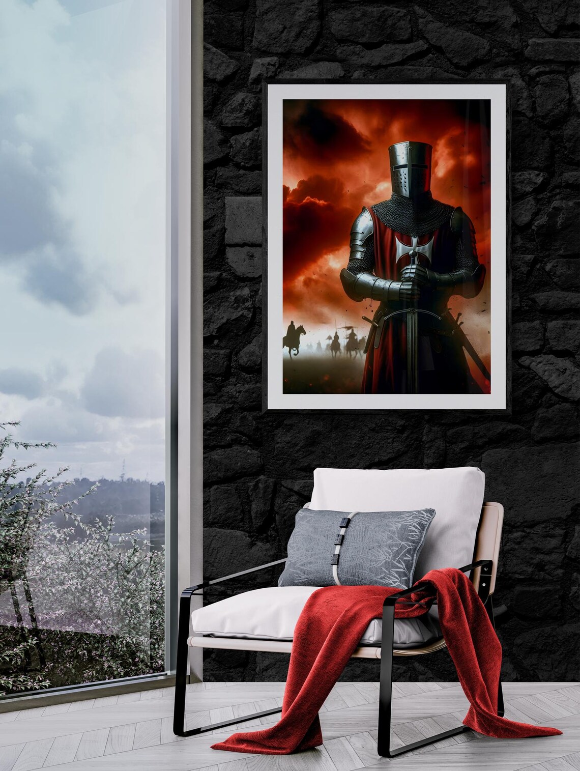 Knights Templar Medieval Decor, Crusader Warrior Artwork - Image 4