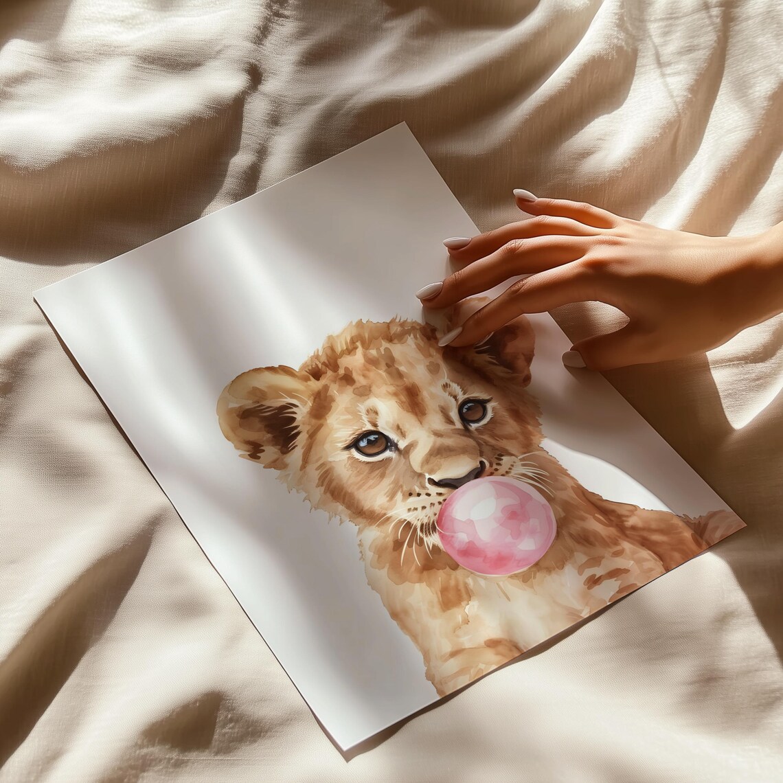 Lion Cub Bubblegum, Cute Safari Nursery Decor - Image 5