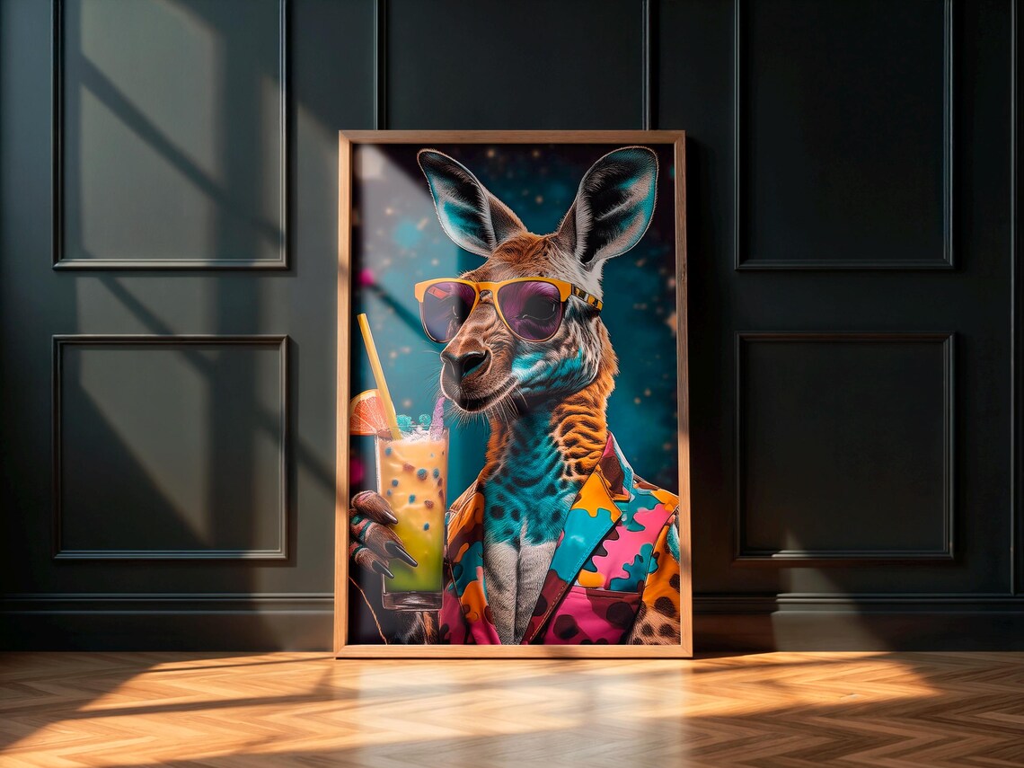 Funky Kangaroo Pop Art Retro Aussie Animal Poster - Image 5