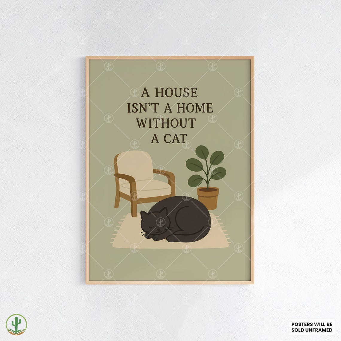 A House Isnt A Home Without A Cat Cozy Sleeping Black Cat Quote Poster