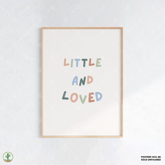 Little And Loved Quote Nursery Wall Art Print Cute Baby Room Decor Animal Kids Poster