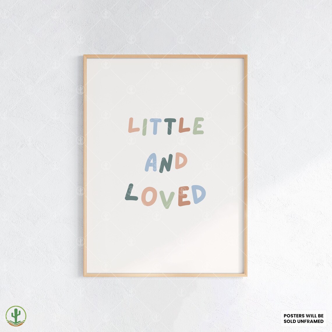 Little and Loved Pastel Rainbow Letters Cute Nursery Quote Poster