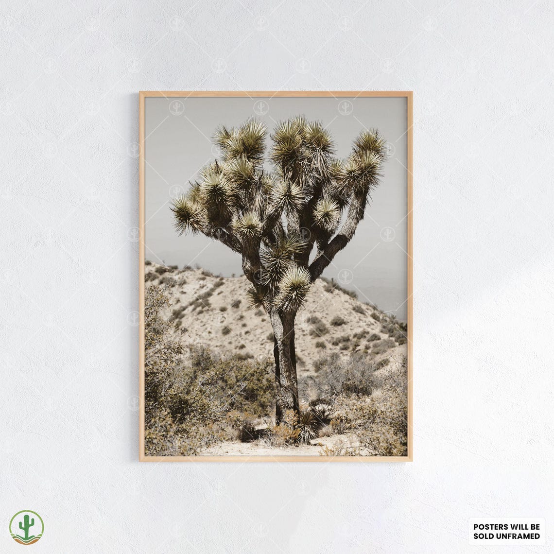 Joshua Tree Desert Landscape Vintage Style Nature Photography Poster