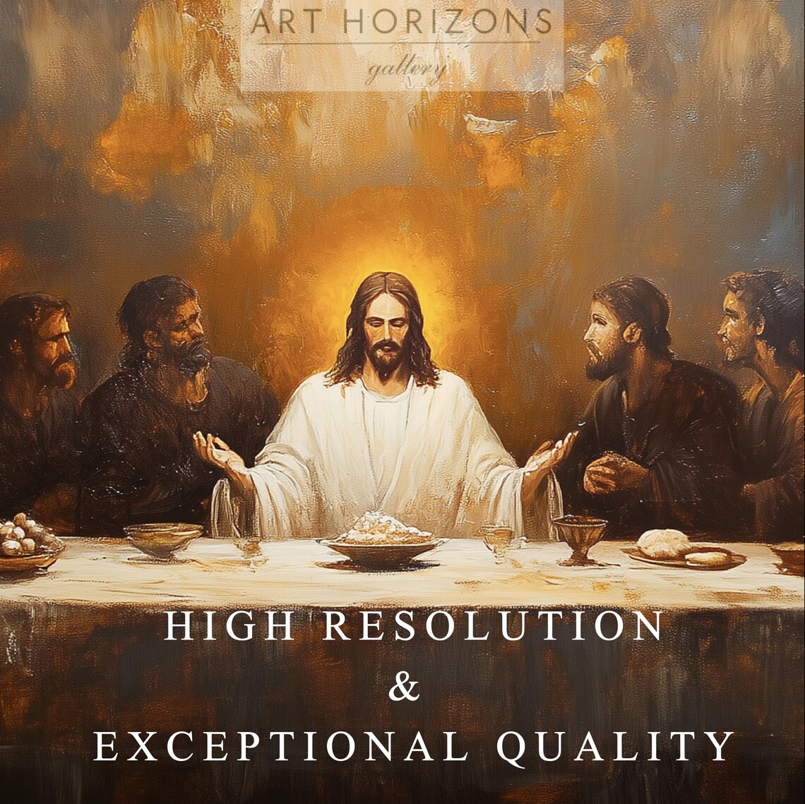The Last Supper Vintage Abstract Oil Painting - Image 3