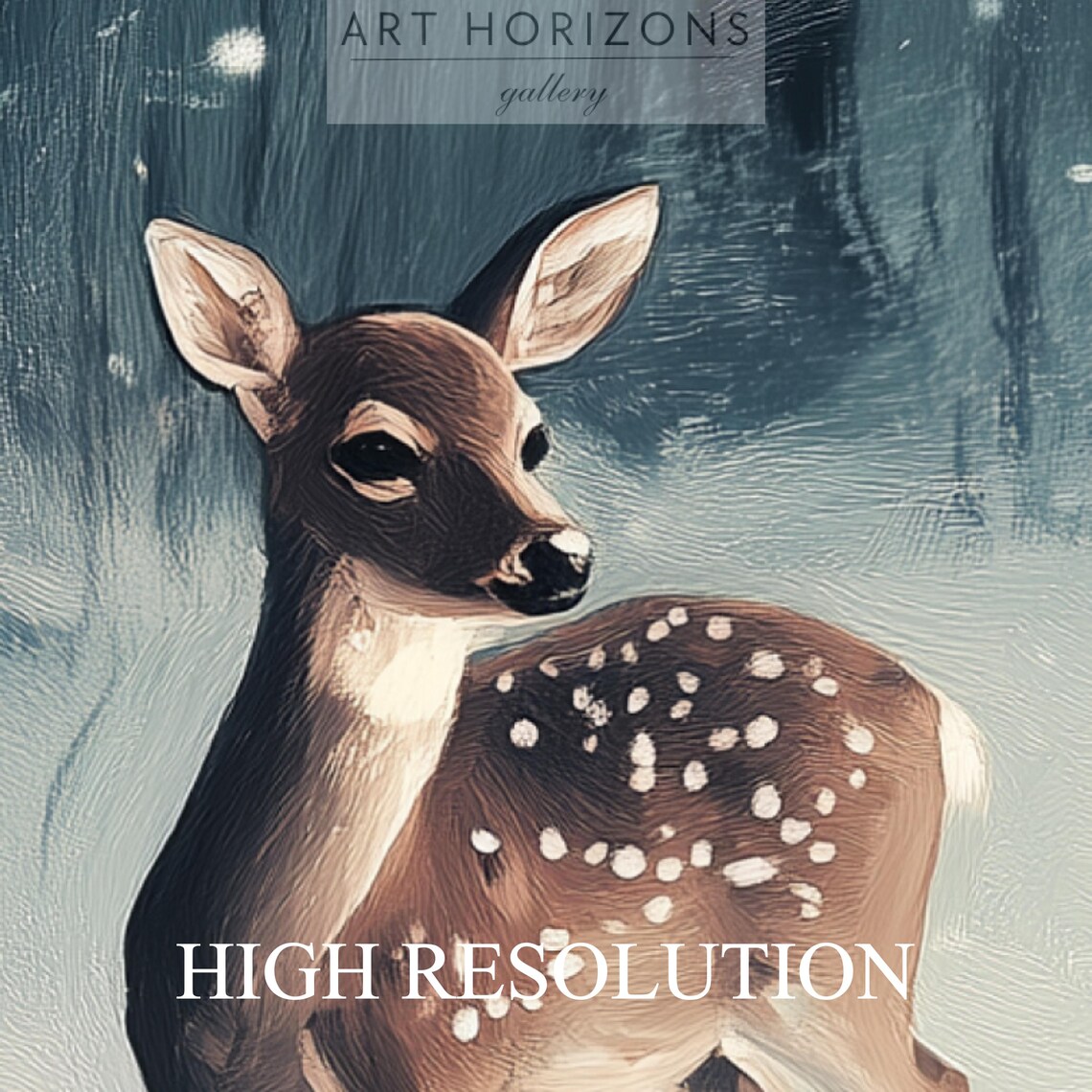 Vintage Baby Deer In Snowy Forest Winter Wall Art Deer Print Farmhouse Christmas Wall Art Country Painting Wall Art A52 - Image 3