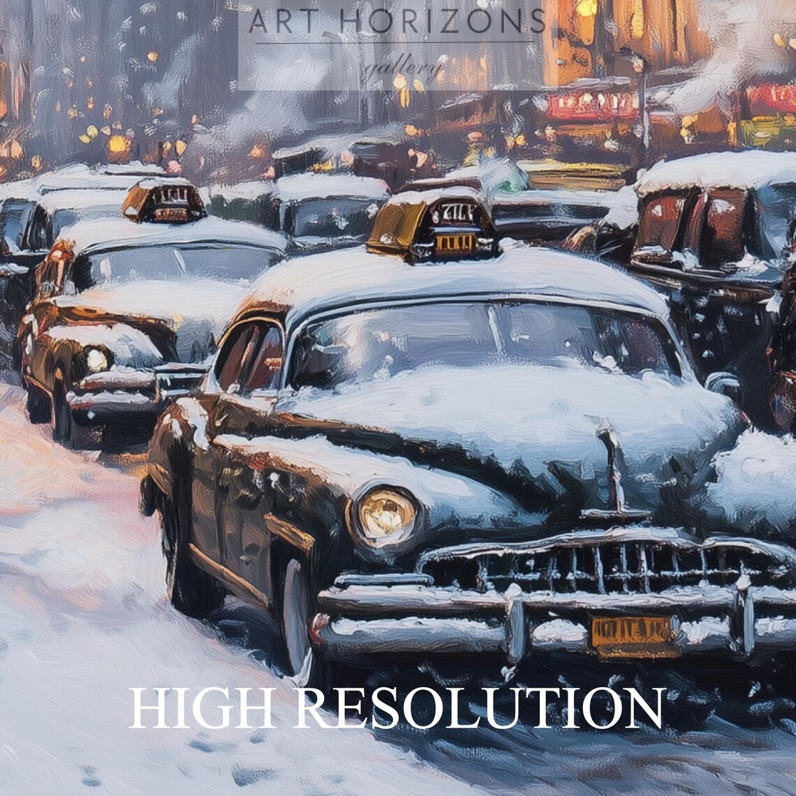 Vintage New York Snowy Night Street Empire State Building Poster - Image 4