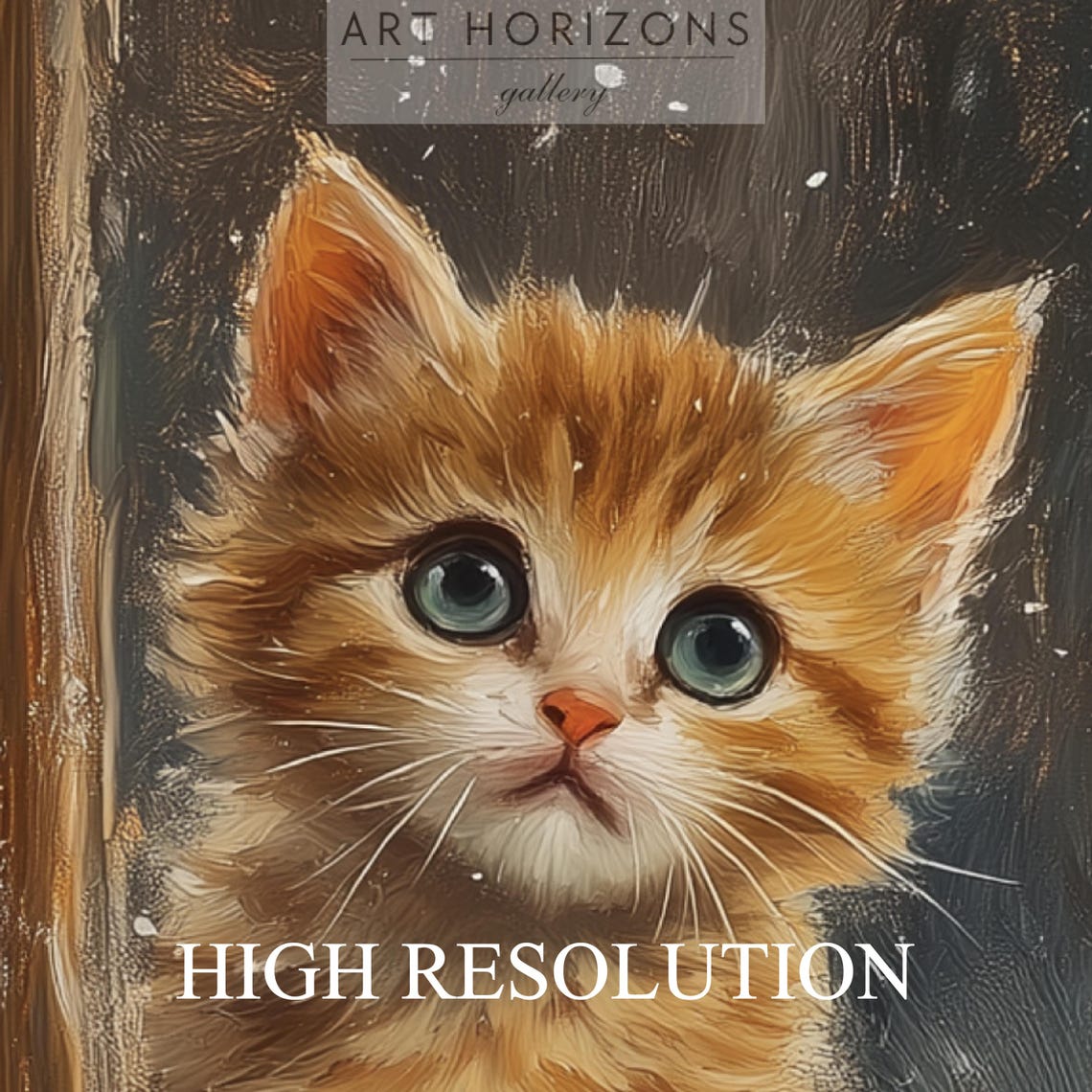 Orange Kitten Snowy Window Christmas Tree Vintage Cozy Wall Art Print - Image 4
