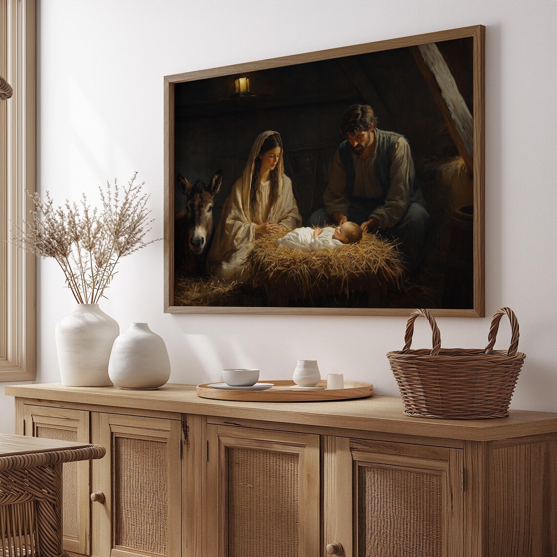 Nativity Christian Wall Art Christmas Art Holiday Jesus Oil Painting Christian Decor For Home Christian Nativity Art A141 - Image 2
