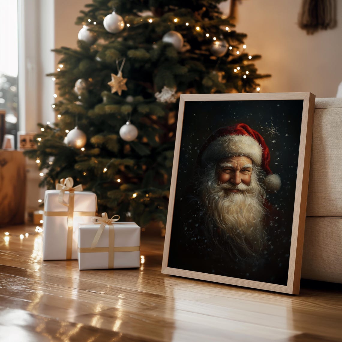 Santa Claus Portrait Wall Art Print Christmas Art Winter Holidays Painting Farmhouse Christmas Decor Santa Claus Art A129 - Image 4