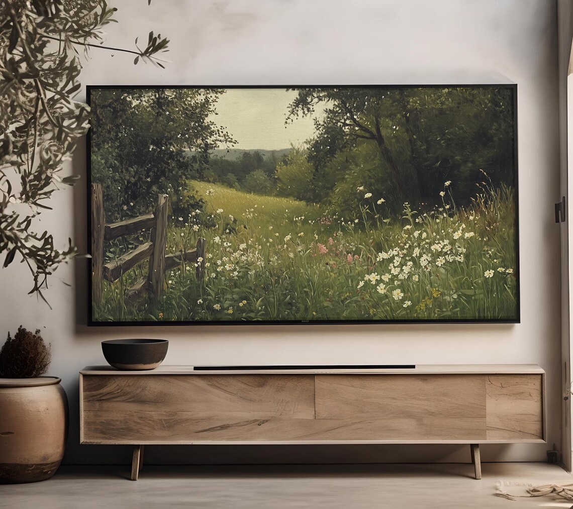 Summer Meadow Wooden Gate Wildflowers Vintage Countryside Poster Print - Image 5