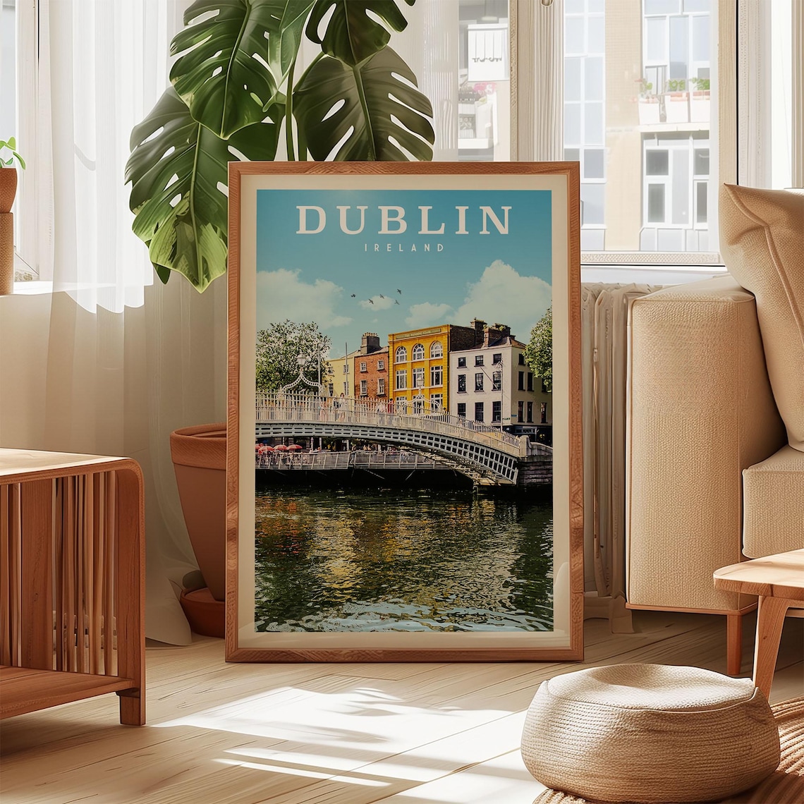 Dublin Travel Poster, Temple Bar Ireland Art Print