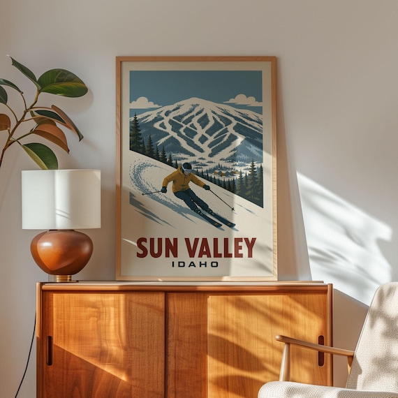 Sun Valley Idaho Ski Poster Retro Print Vintage Lodge Wall Decor