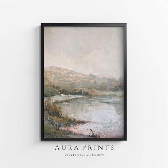 River Scene Oil Painting Landscape Wall Art Decor 0158