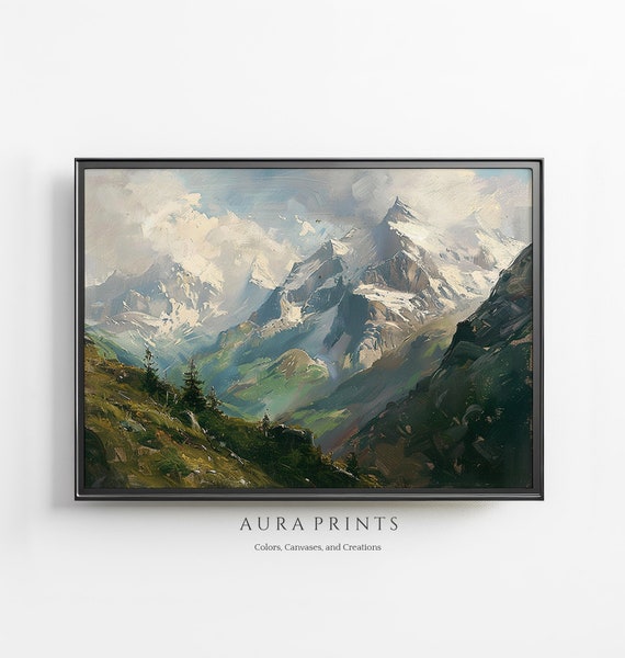 Spring Mountain River Landscape Painting Wall Art 0118