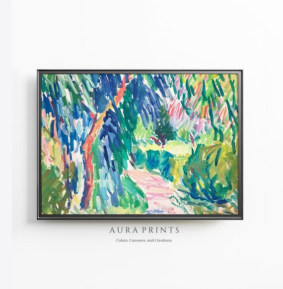 Fauvist Style Vibrant Countryside Path Colorful Trees Landscape Wall Art