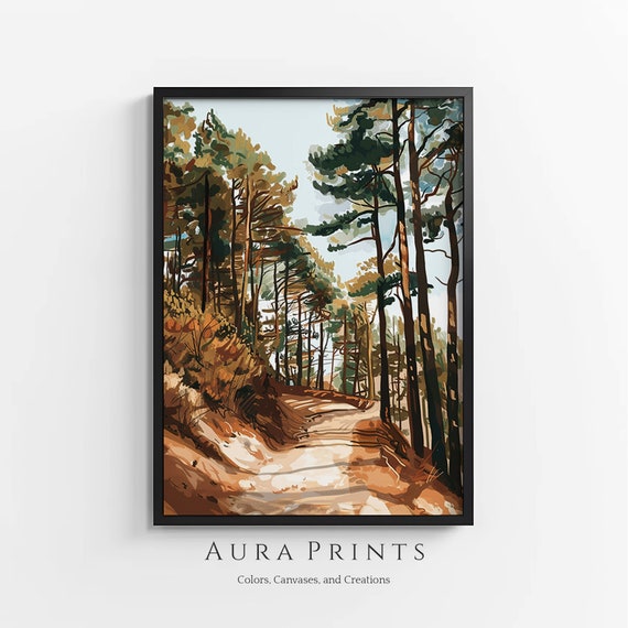 Rustic Forest Pathway Vintage Art Spring Wall Decor Farmhouse Style 0411