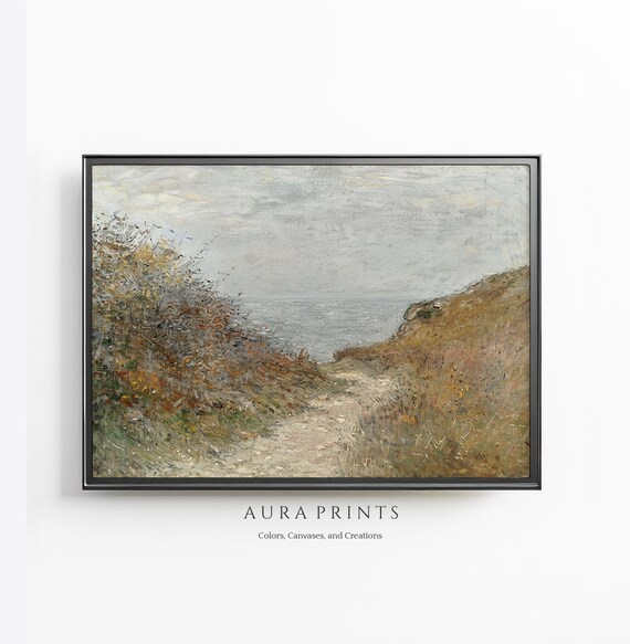 Coastal Dune Path Oil Painting Muted Seaside Landscape Art Poster