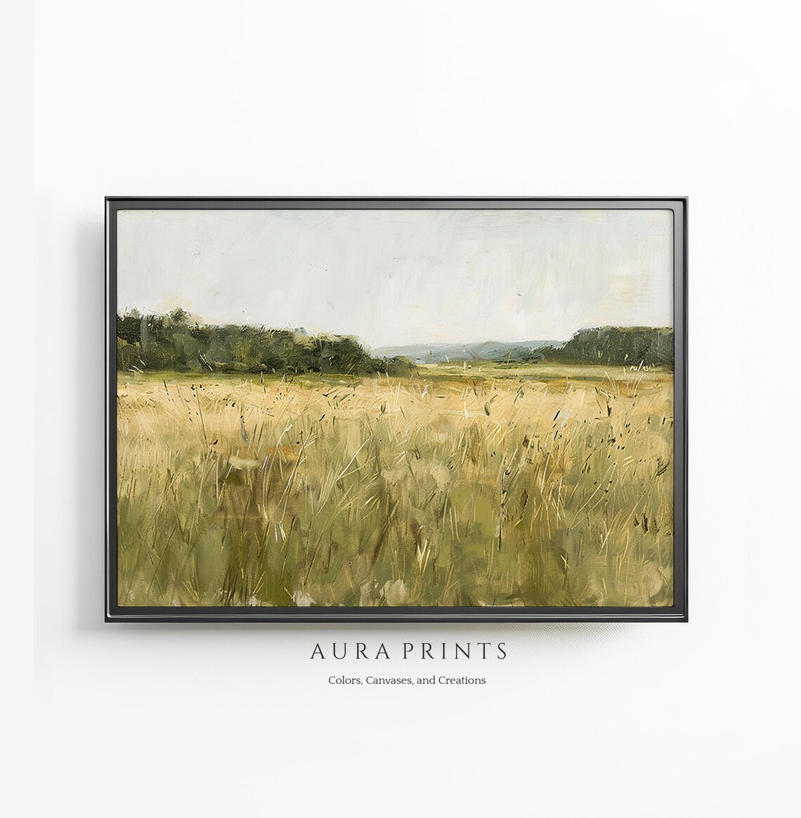 Golden Wheat Field Countryside Vintage Landscape Painting Poster
