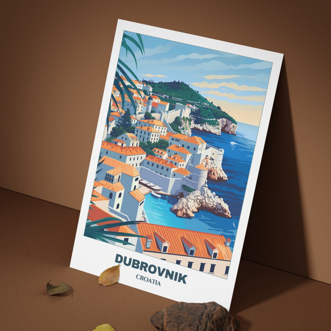 Dubrovnik Croatia Old Town Orange Roofs Fortress Travel Poster - Image 3