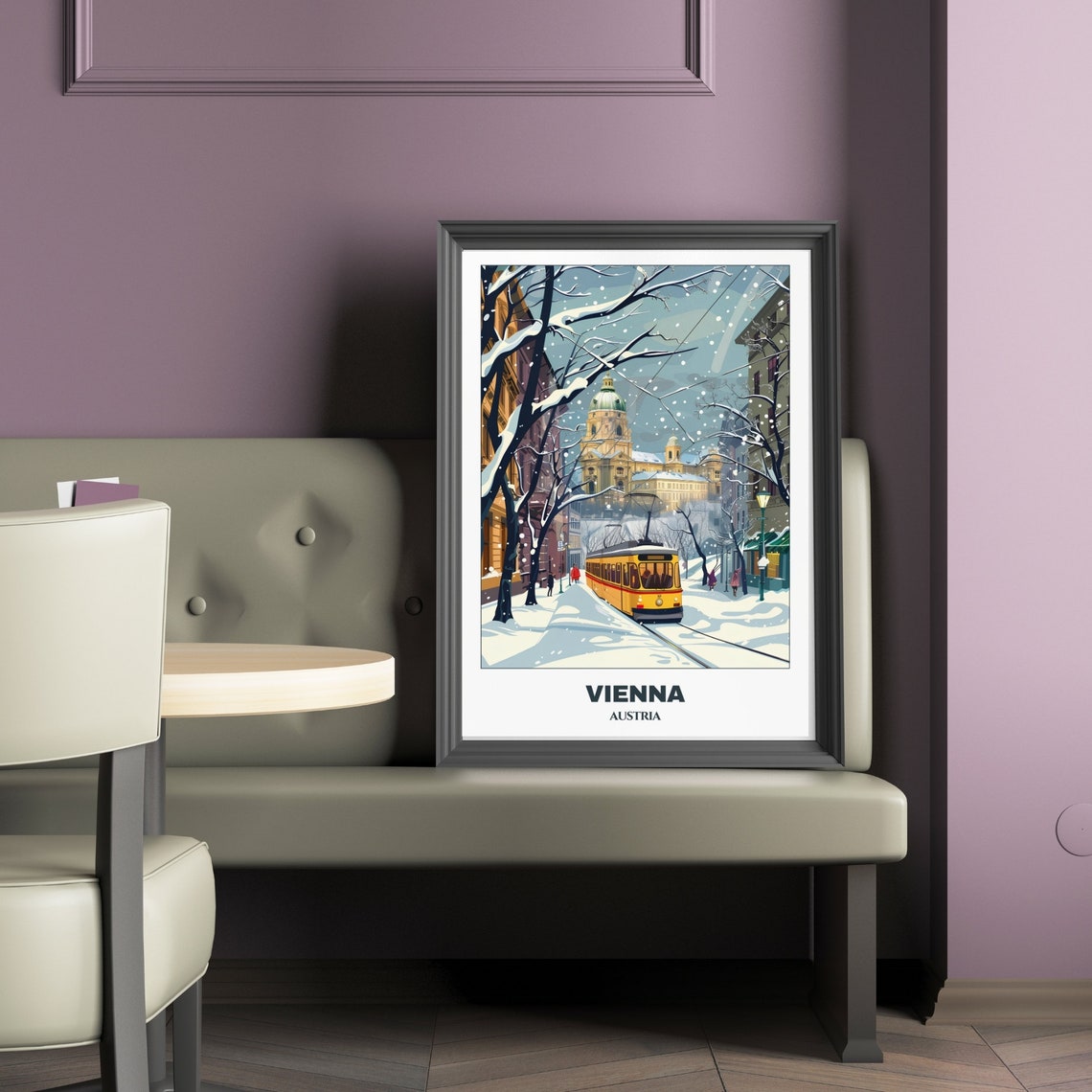 Vienna Austria Snowy Winter Tram Ride Historic City Center Poster - Image 2