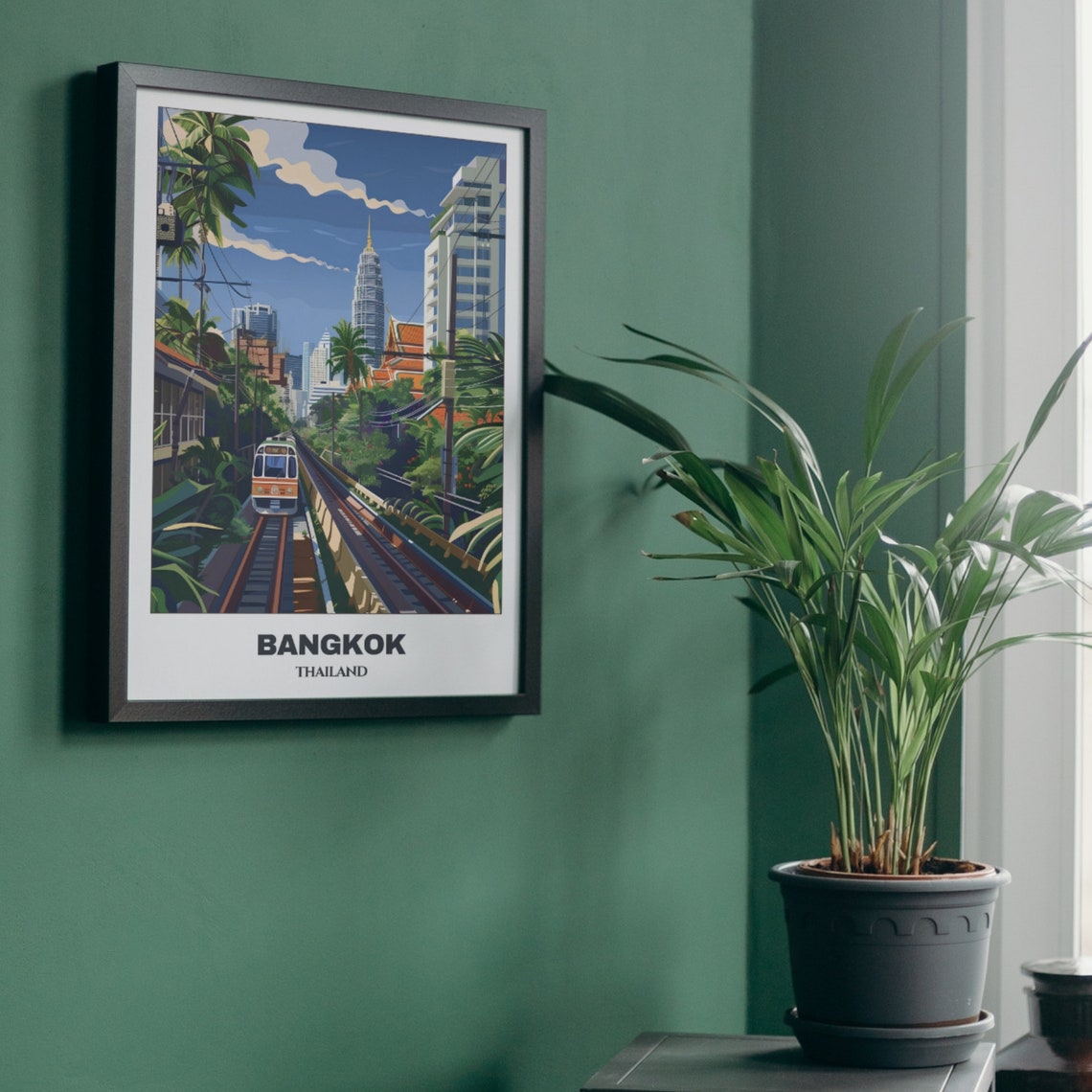 Bangkok Travel Poster Thailand Travel Poster Citycape Painting Print Wall Art Bangkok Home Decor Bangkok Trip Print - Image 5