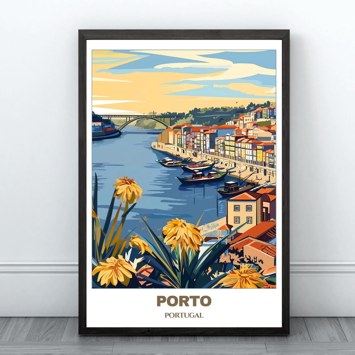 Porto Travel Poster Portugal Travel Poster Citycape Painting Print Wall Art Porto Home Decor Portugal Trip Print