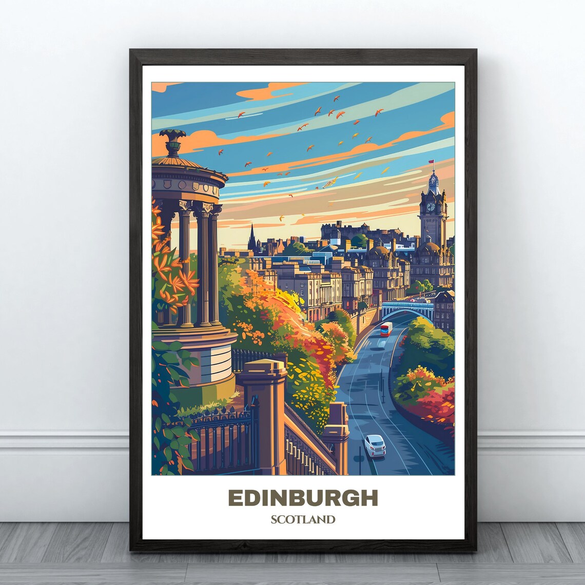 Edinburg Travel Poster, Scotland Wall Art Print