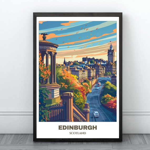 Edinburg Travel Poster, Scotland Wall Art Print
