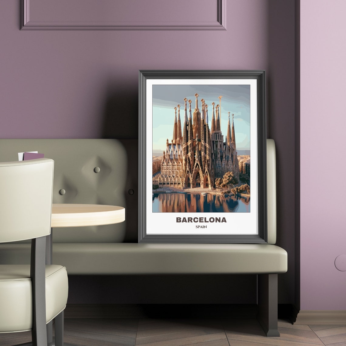 Barcelona Sagrada Familia Cathedral Reflection Travel Poster - Image 2