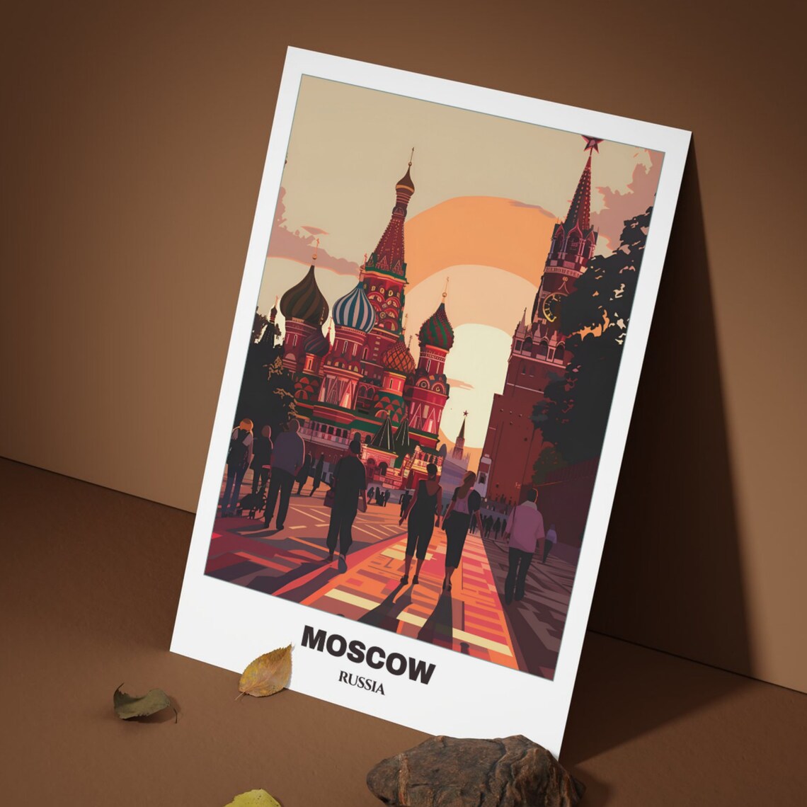 Moscow Russia Saint Basil Cathedral Red Square Sunset Travel Poster - Image 3