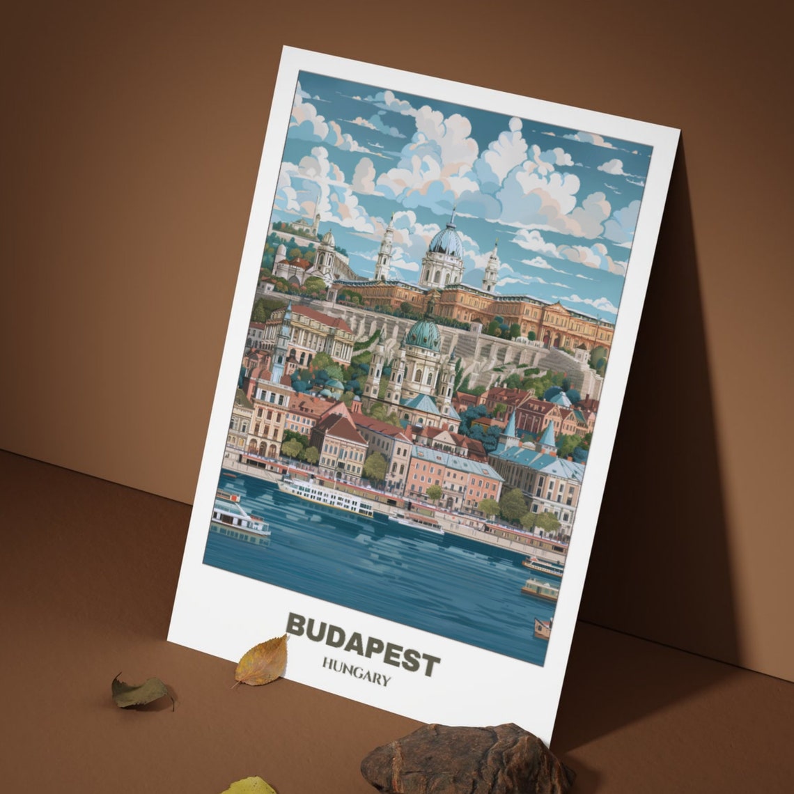 Budapest Hungary Buda Castle Hill Skyline Danube River Boats Poster - Image 4