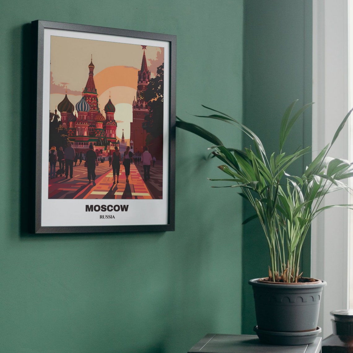 Moscow Russia Saint Basil Cathedral Red Square Sunset Travel Poster - Image 5