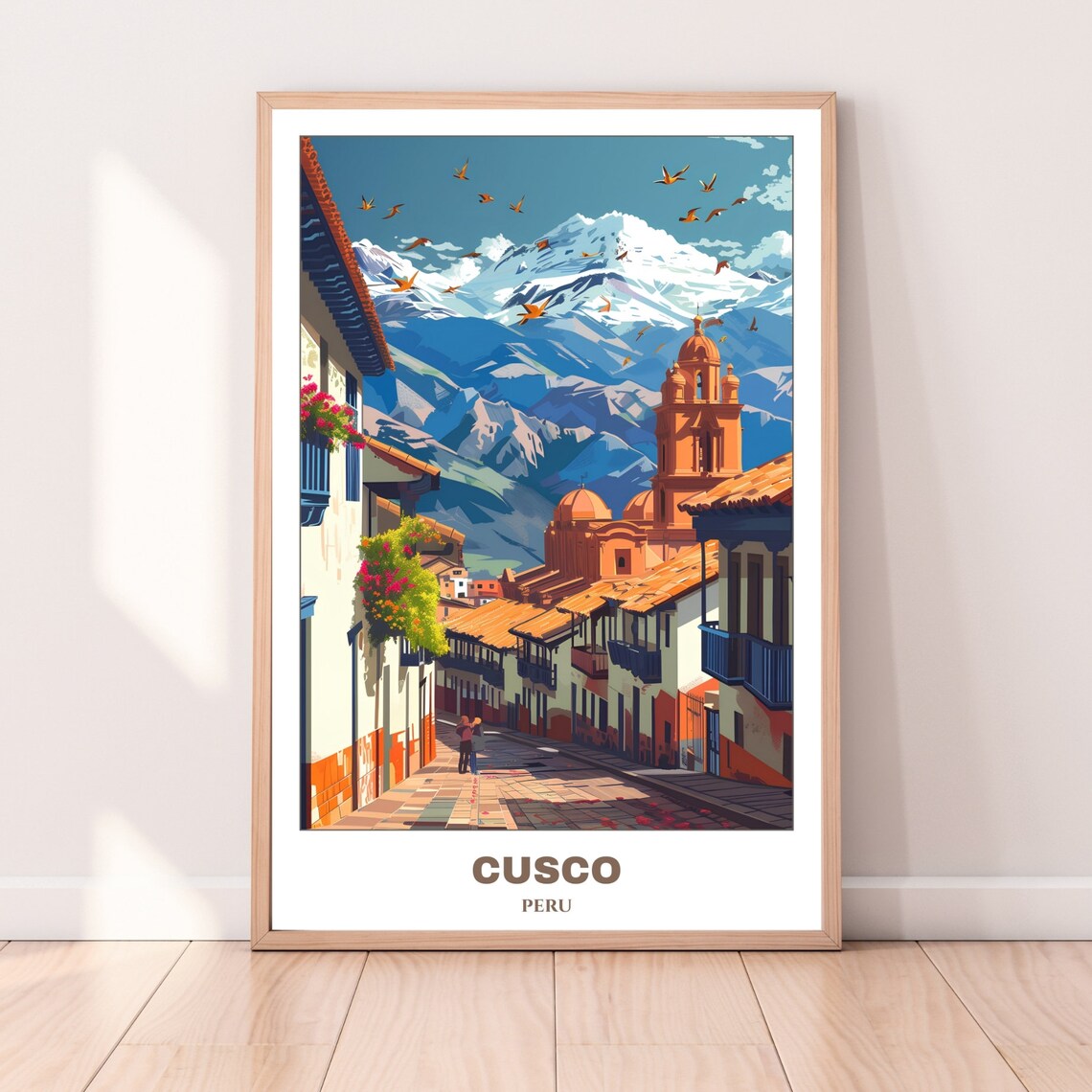 Cusco Peru Snowcapped Andes Church Tower Street Travel Poster - Image 4