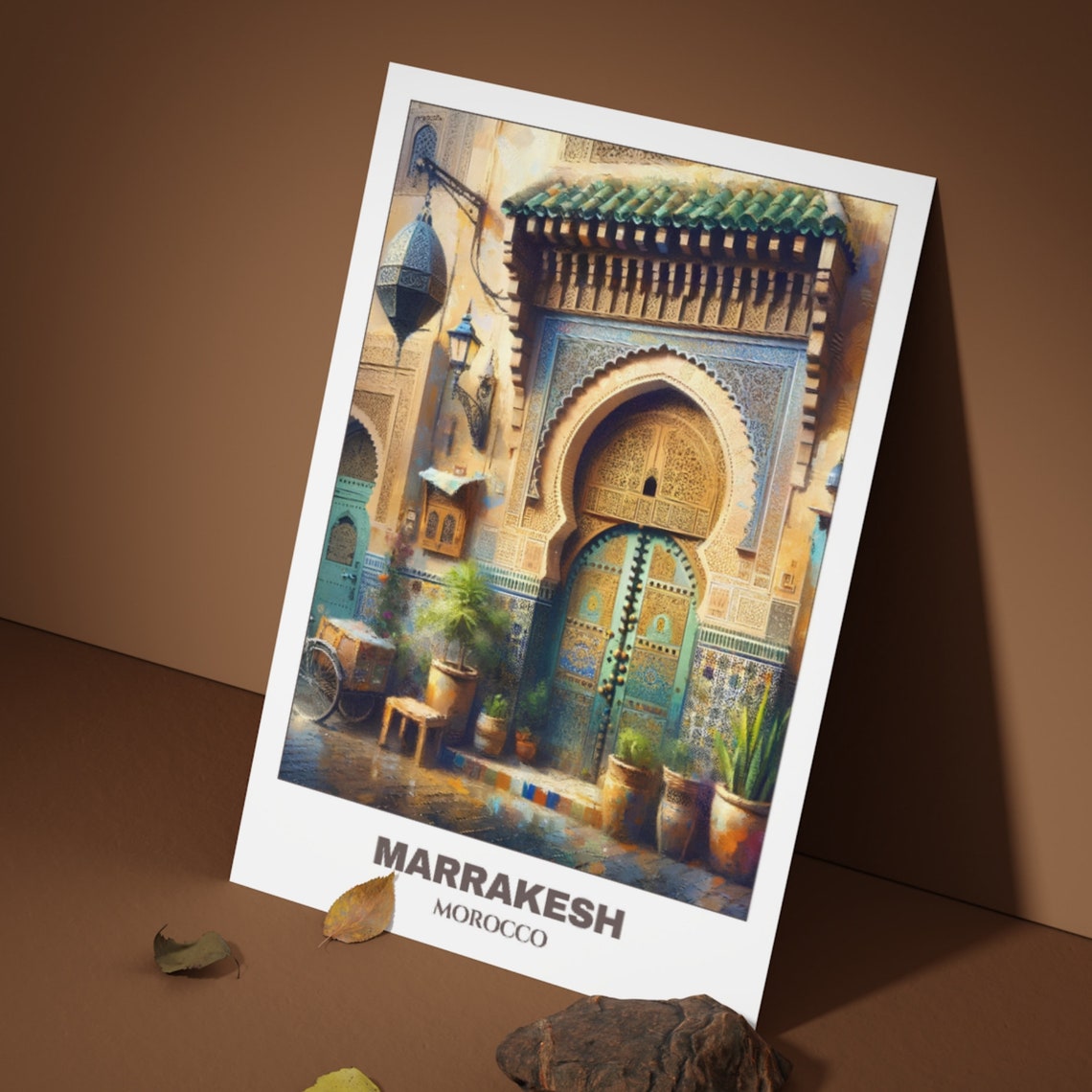 Marrakesh Moroccan Doorway Watercolor Old Town Morocco Travel Poster - Image 3