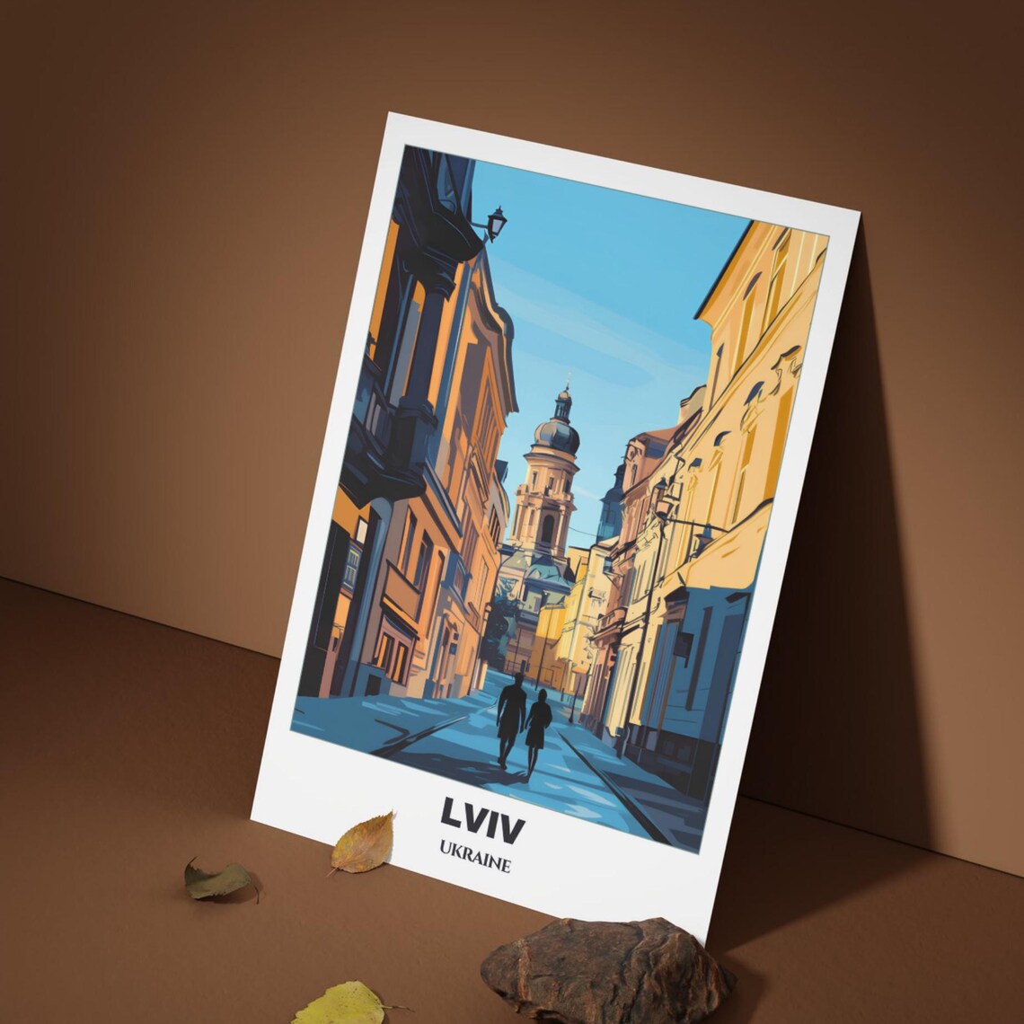 Lviv Ukraine Old Town Street Bell Tower Sunset Vintage Travel Poster - Image 3