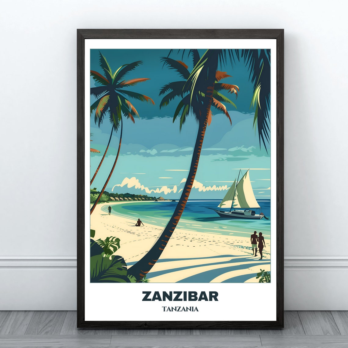 Zanzibar Travel Poster Tanzania Travel Poster Zanzibar Painting Print Wall Art Tanzania Home Decor Stone Town Beach