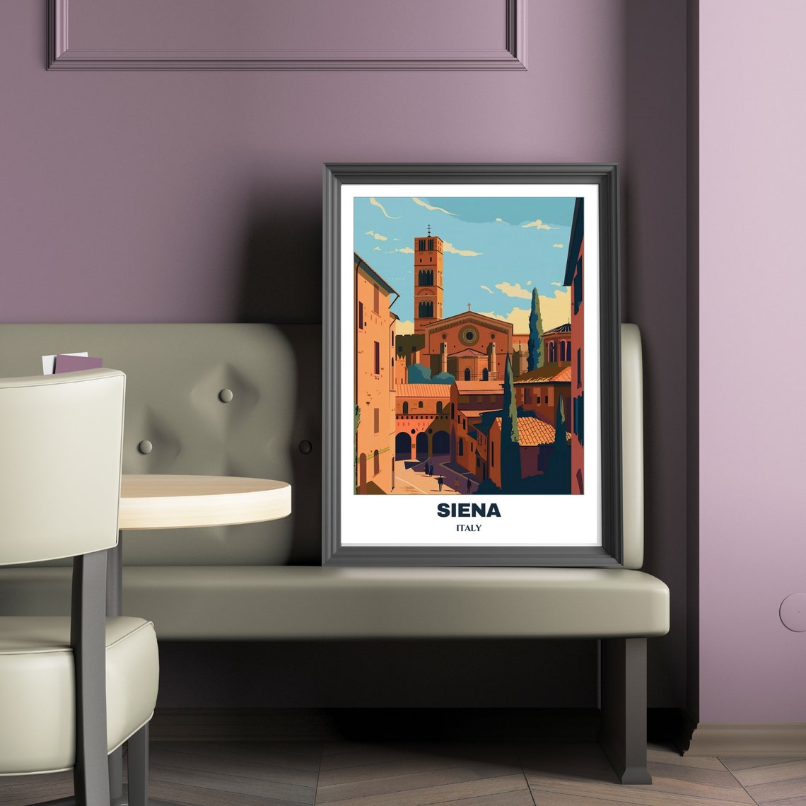 Siena Italy Gothic Brick Church Bell Tower Street Travel Poster - Image 2